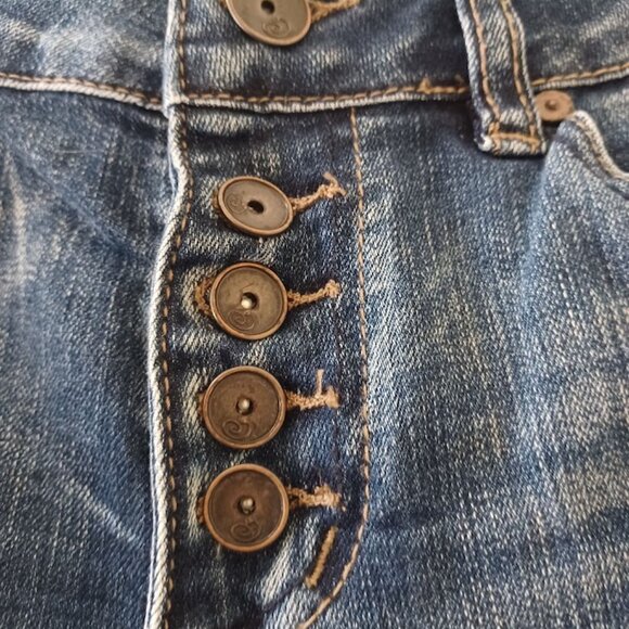 Indigo Rein Women’s Sz 9 Distressed Skinny Jeans Medium Wash Button Fly Stretch - Picture 6 of 6